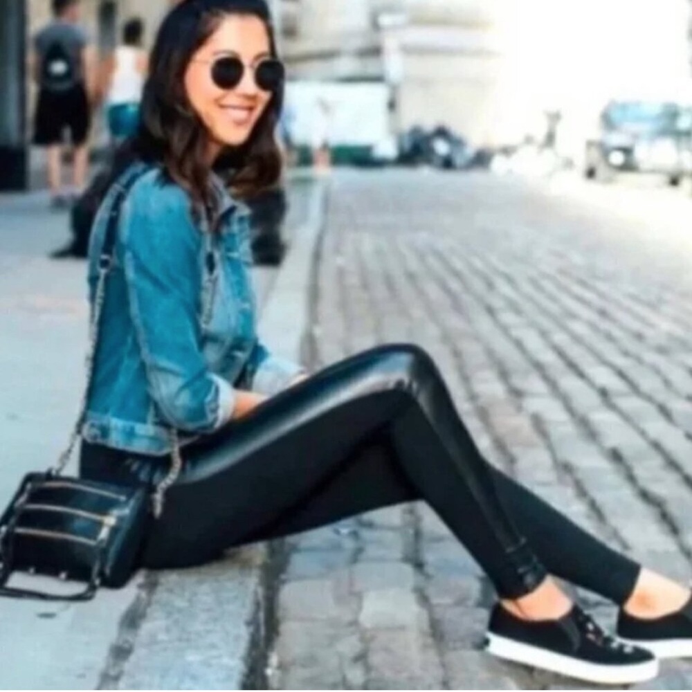 Cabi bexley black faux leather pants 3397